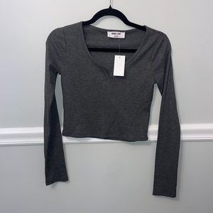 Gray long sleeve top